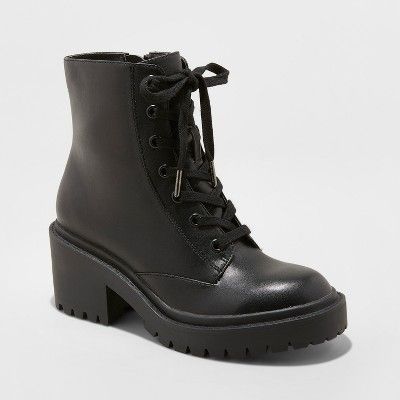 Women's Lupe Faux Leather Combat Boots - Universal Thread™ Black 10 | Target