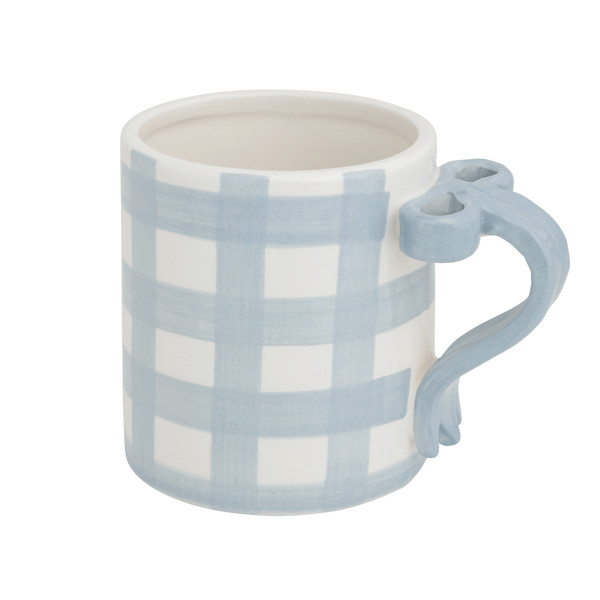 Gingham Bow Handle Mug | Mud Pie