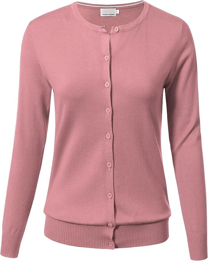 Allsense Women Button Down Long Sleeve Crewneck Soft Knit Cardigan Sweater (S-3XL) | Amazon (US)