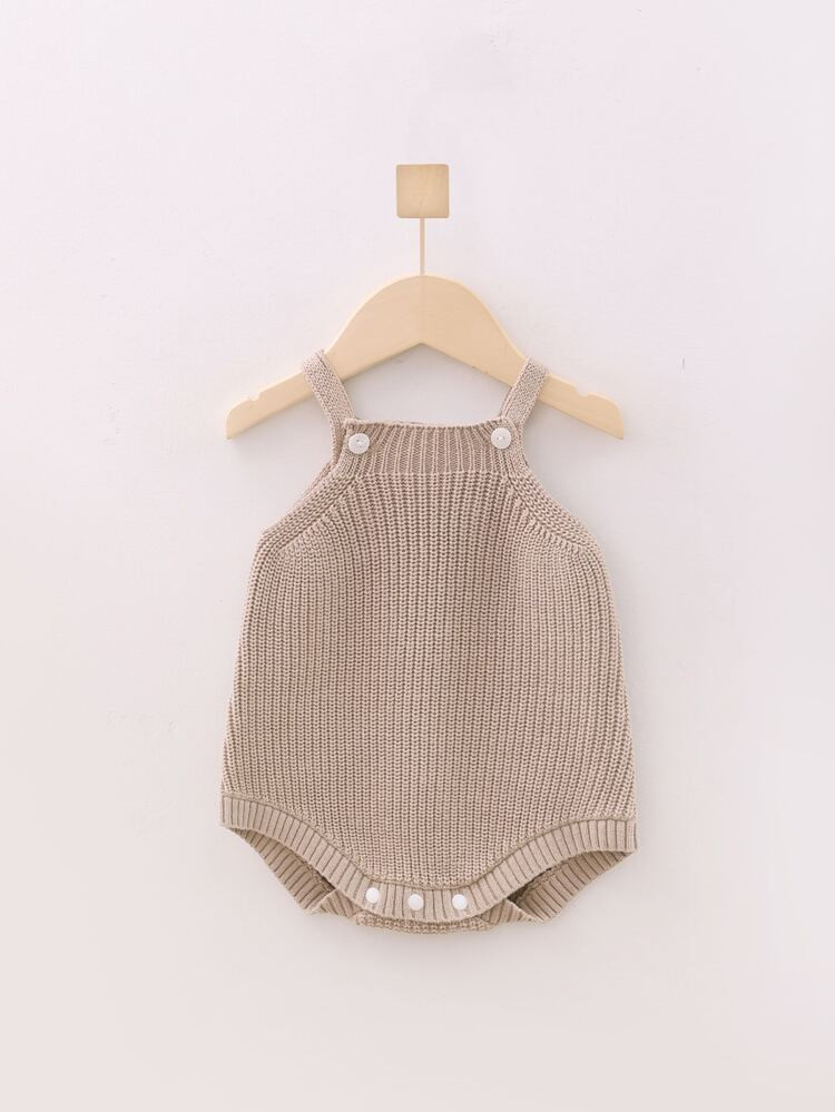 Baby Button Detail Ribbed Knit Bodysuit | SHEIN