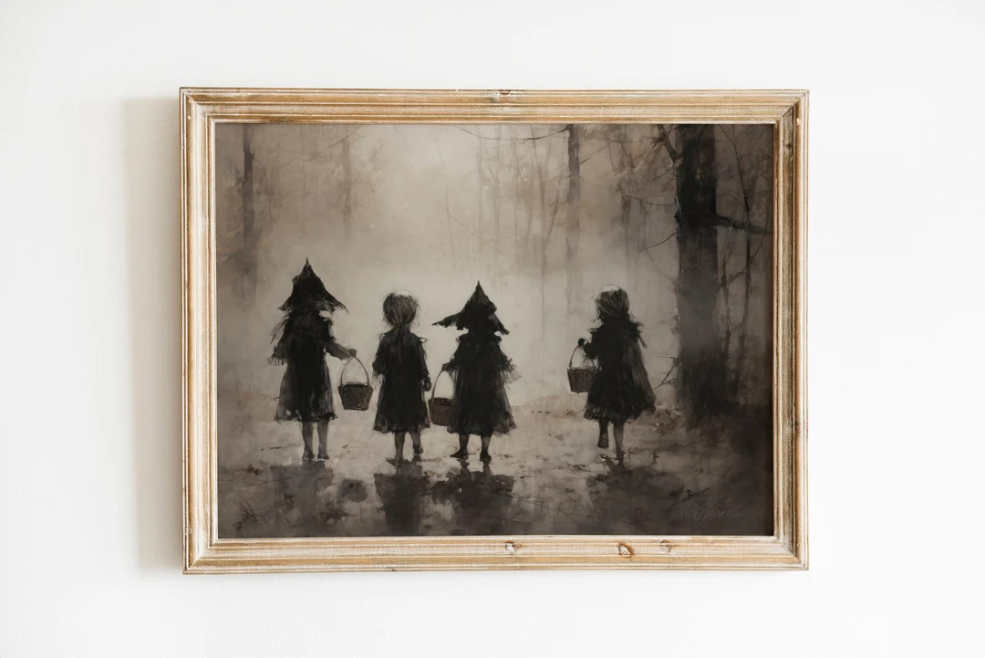 Trick or Treaters | Muted Vintage Halloween | Spooky Wall Art | Autumn Prints | Fall Wall Art | D... | Etsy (US)