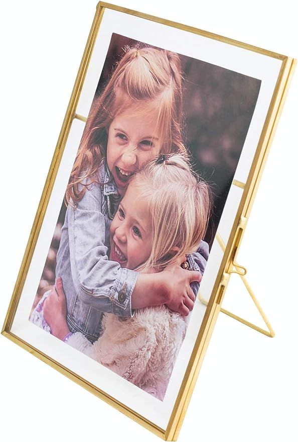 4x6 Vintage Style Antique Gold Picture Frames Gold Photo Frame with Pressed Glass, Brass (Vertica... | Amazon (US)