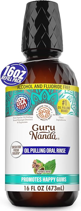 GuruNanda CocoMint Oil Pulling Mouthwash for Complete Oral Hygiene, 7 Essential Oils & Vitamins f... | Amazon (US)