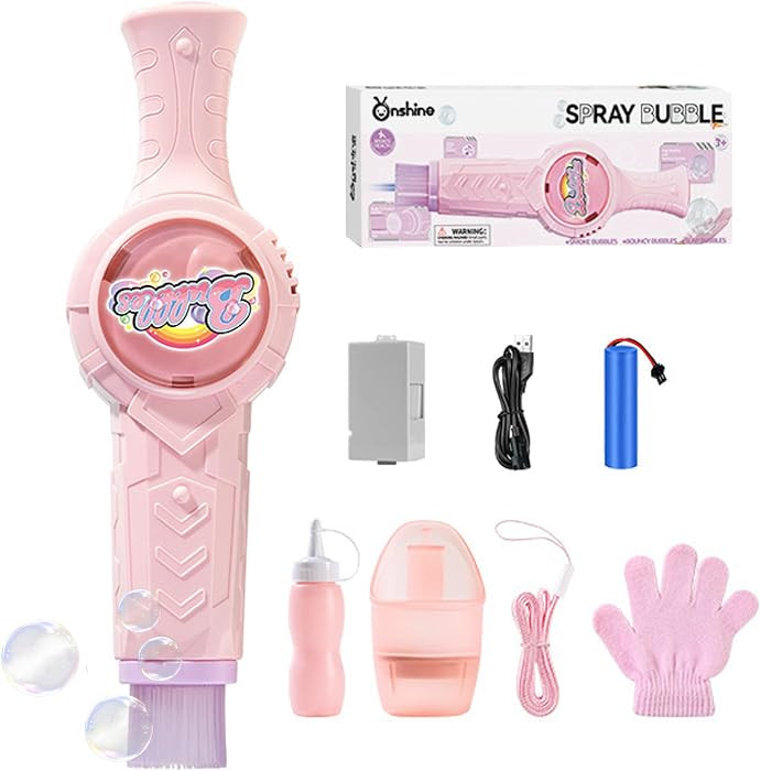 Fog Bubble Machine, Rechargeable Automatic Electric Smoke Bubble Machine, Magic Interactive Fog Bubble Maker with Smoke, Colorful Lights & Music, Bubble Fog Game for Parties Gift (Pink) | Amazon (US)