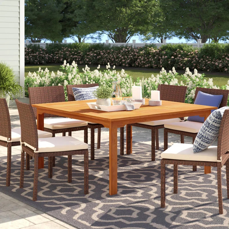 Alyisa Square Eucalyptus Outdoor Dining Table | Wayfair North America