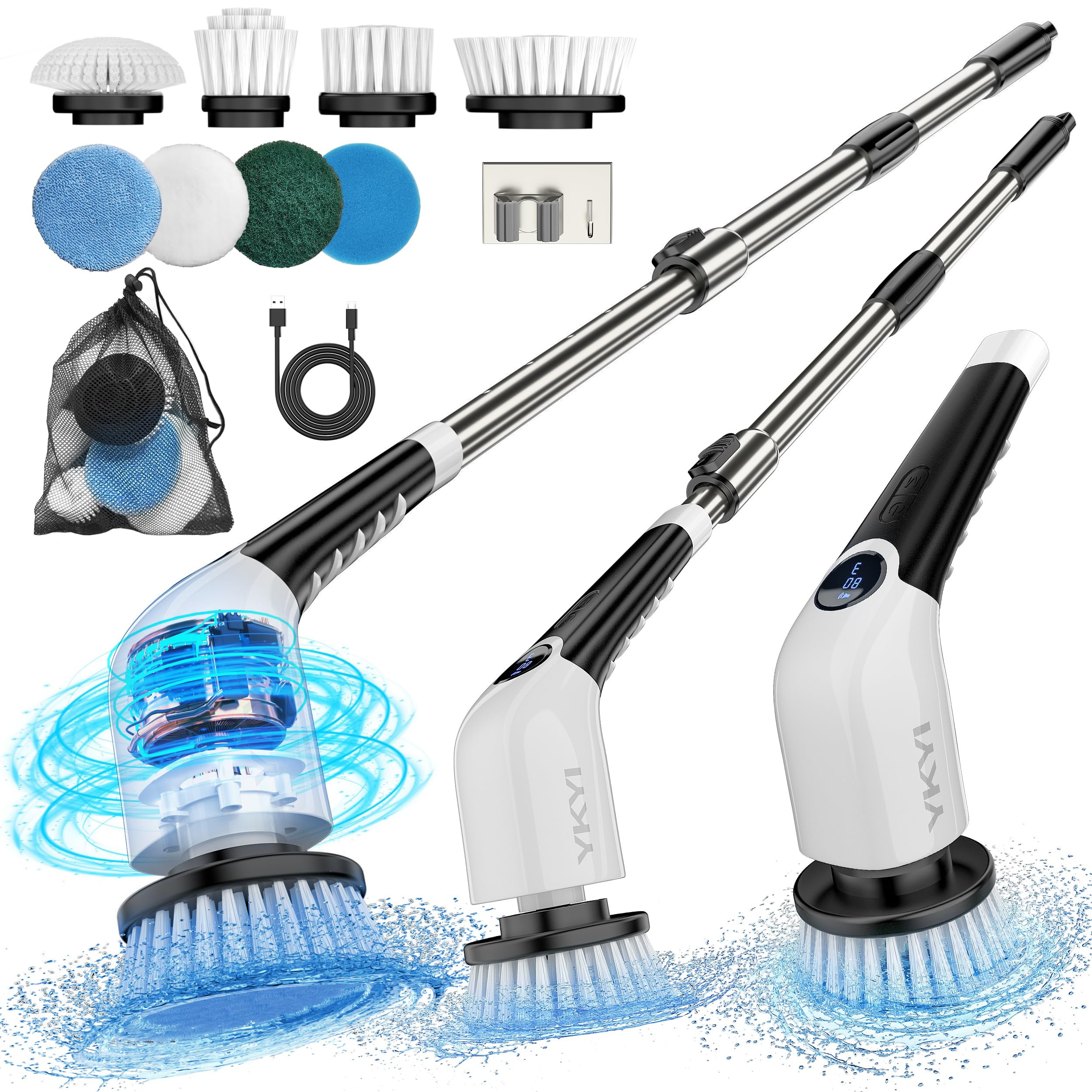 YKYI Electric Spin Scrubber,Cordless Cleaning Brush,Shower Cleaning Brush with 8 Replaceable Brus... | Amazon (US)