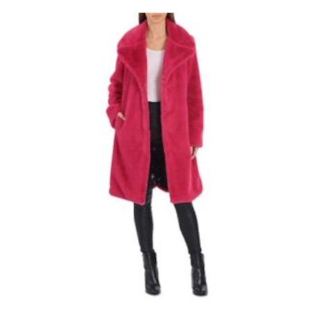 AVEC LES FILLES Womens Pink Faux Fur Pocketed Lined Clasp Closure Long Sleeve Collared Winter Jacket | Walmart (US)