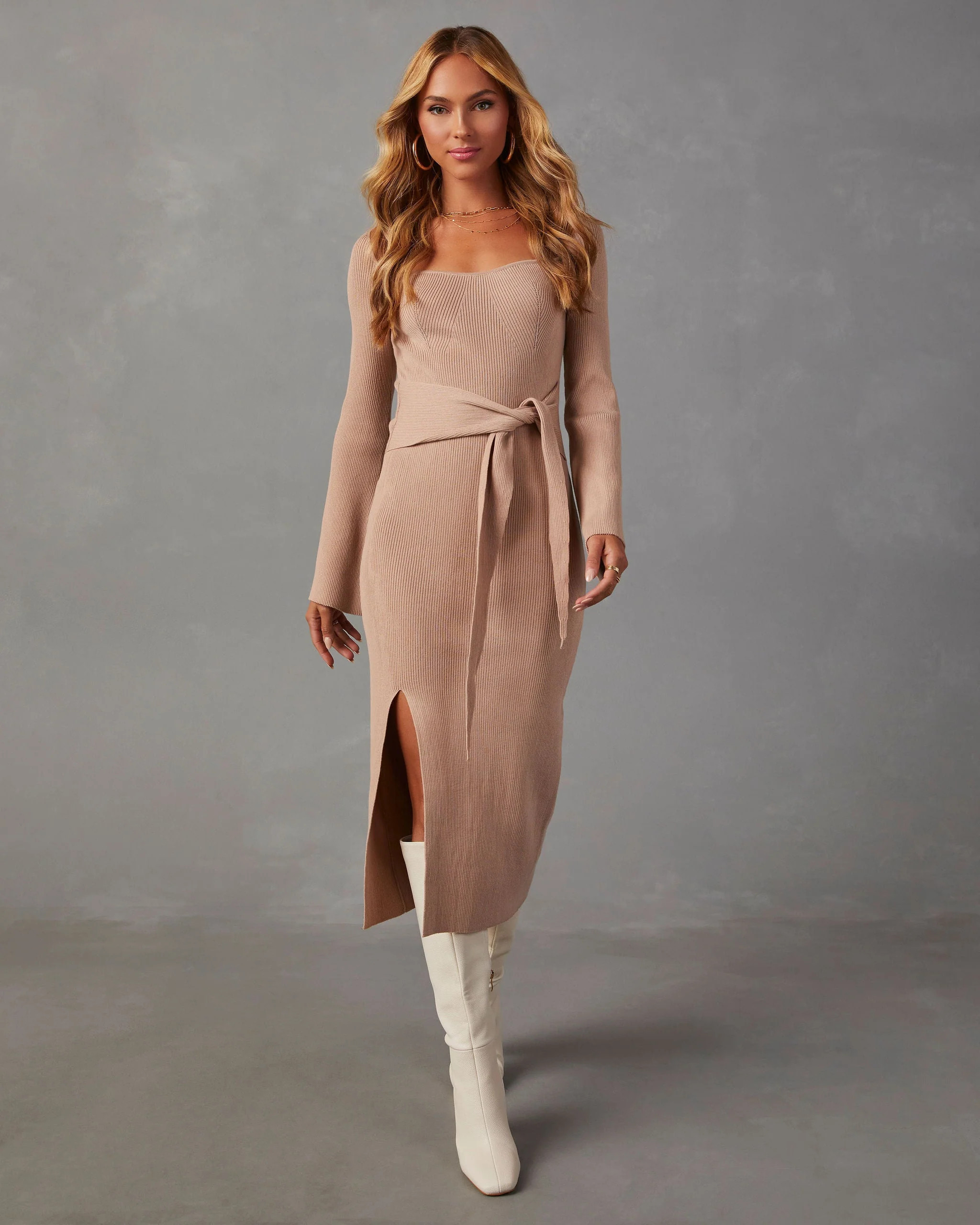 Ritchie Tie Waist Midi Sweater Dress | VICI
