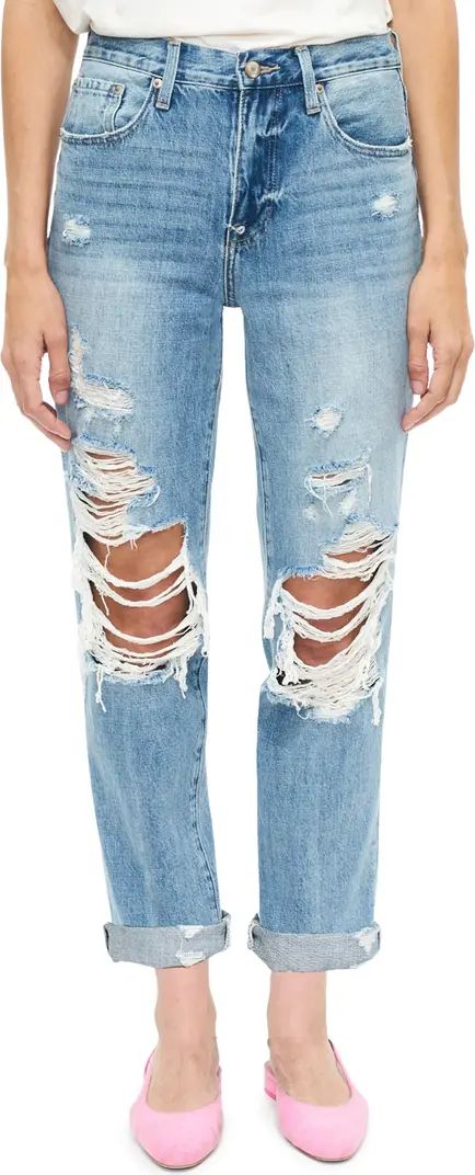 Presley Destroyed High Waist Relaxed Jeans | Nordstrom Rack