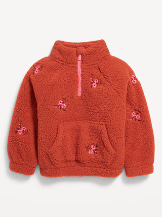 Long-Sleeve Half-Zip Embroidered Sweater for Toddler Girls | Old Navy (US)