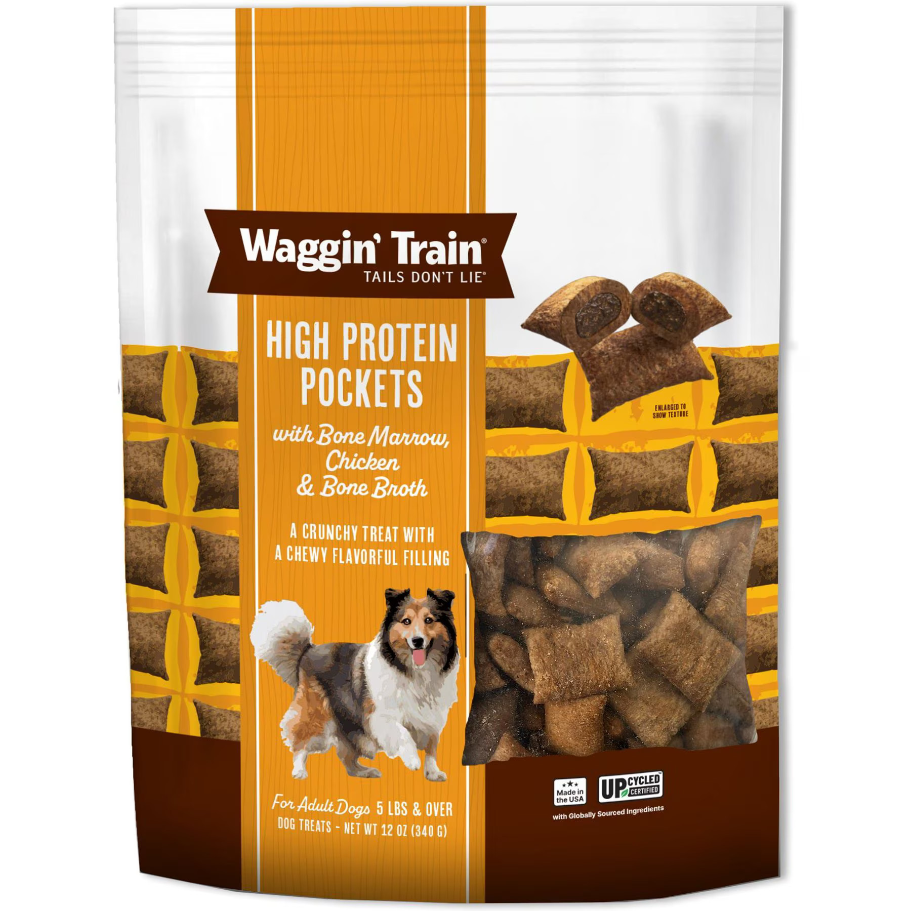 Waggin' Train High Protein Chicken Pockets with Bone Marrow & Bone Broth Grain-Free Crunchy Dog Treats, 12-oz bag | Chewy