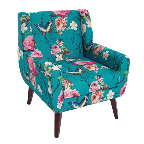 Jaqueze Tufted Upholstered Wide Back Armchair with Solid Wood Leg | Wayfair North America