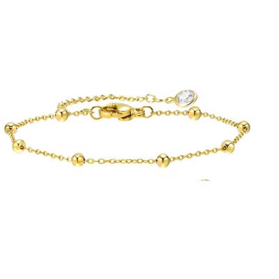 Hollywood Sensation Beaded Link Bracelet with Adjustable Chain Gold 6.5 Inches | Target