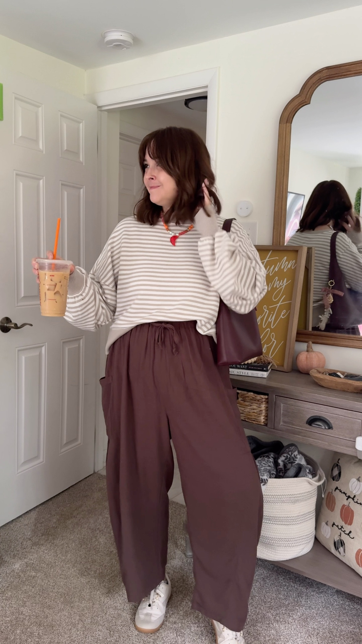 Today’s fall outfit for the cooler morning! Barrel leg pants and a cropped striped sweatshirt.

I linked a similar one on Amazon.

Cropped sweatshirt: size medium. I typically wear larges

Brown Barrel leg pants: wearing a medium. Typically a large in bottoms

#ltkmidsize #ltksalealert #ltkseasonal

#LTKFindsUnder100 #LTKFindsUnder50 #LTKStyleTip