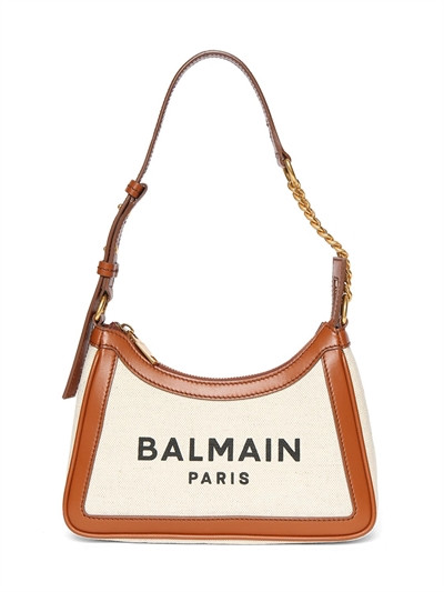 Balmain - B-army canvas & leather shoulder bag - Gem Natural | Luisaviaroma | Luisaviaroma