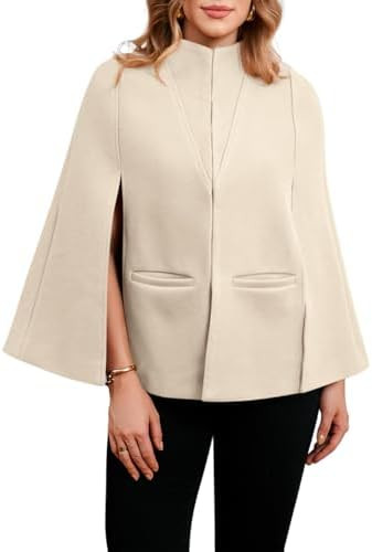 Cicy Bell Womens Cape Pea Coat Work Casual Split Long Sleeve Coat Stand Collar Open Front Fall ja... | Amazon (US)