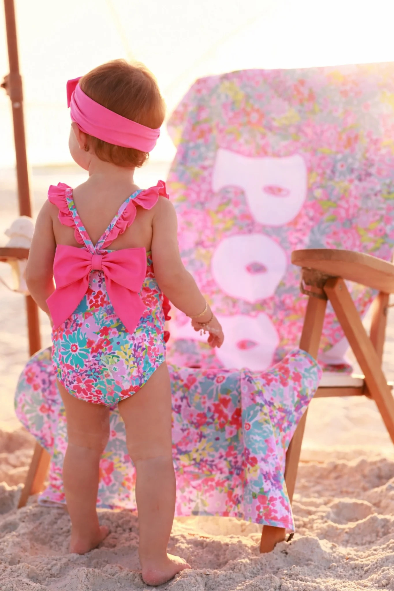 Double Ruffle Bow Back One Piece | Petal Splash | Caden Lane
