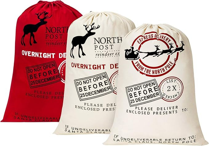 HBlife Personalized Santa Sack 27.6"x 19.7" Gift Bag for Christmas Cotton Santa Bag with Drawstri... | Amazon (US)