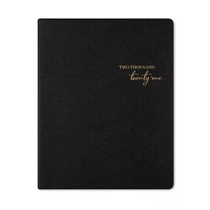 2021 Planner Faux Leather 8" x 10" Weekly/Monthly Bookbound Black - cupcakes and cashmere for Blu... | Target