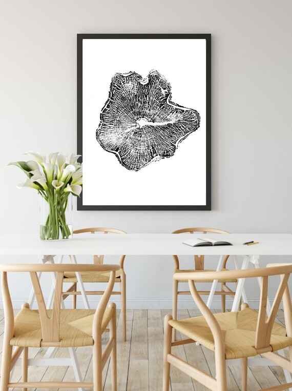 Handmade Ash Tree Ring Print, 36X24 Inch Large Tree Trunk Art, Black and White Print Wall Art, Mi... | Etsy (CAD)