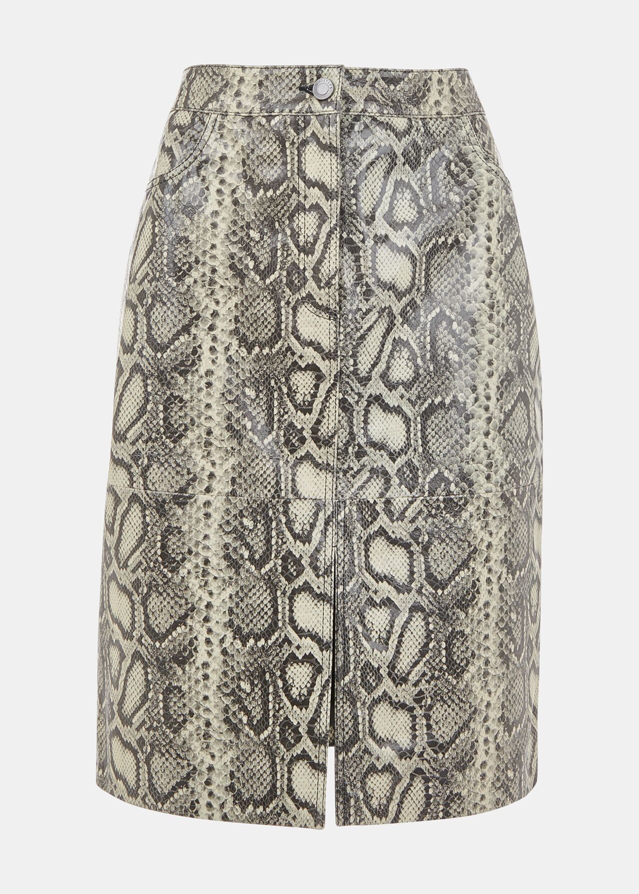 Multicolour Snake Skin Leather Midi Skirt | WHISTLES | Whistles UK | | Whistles