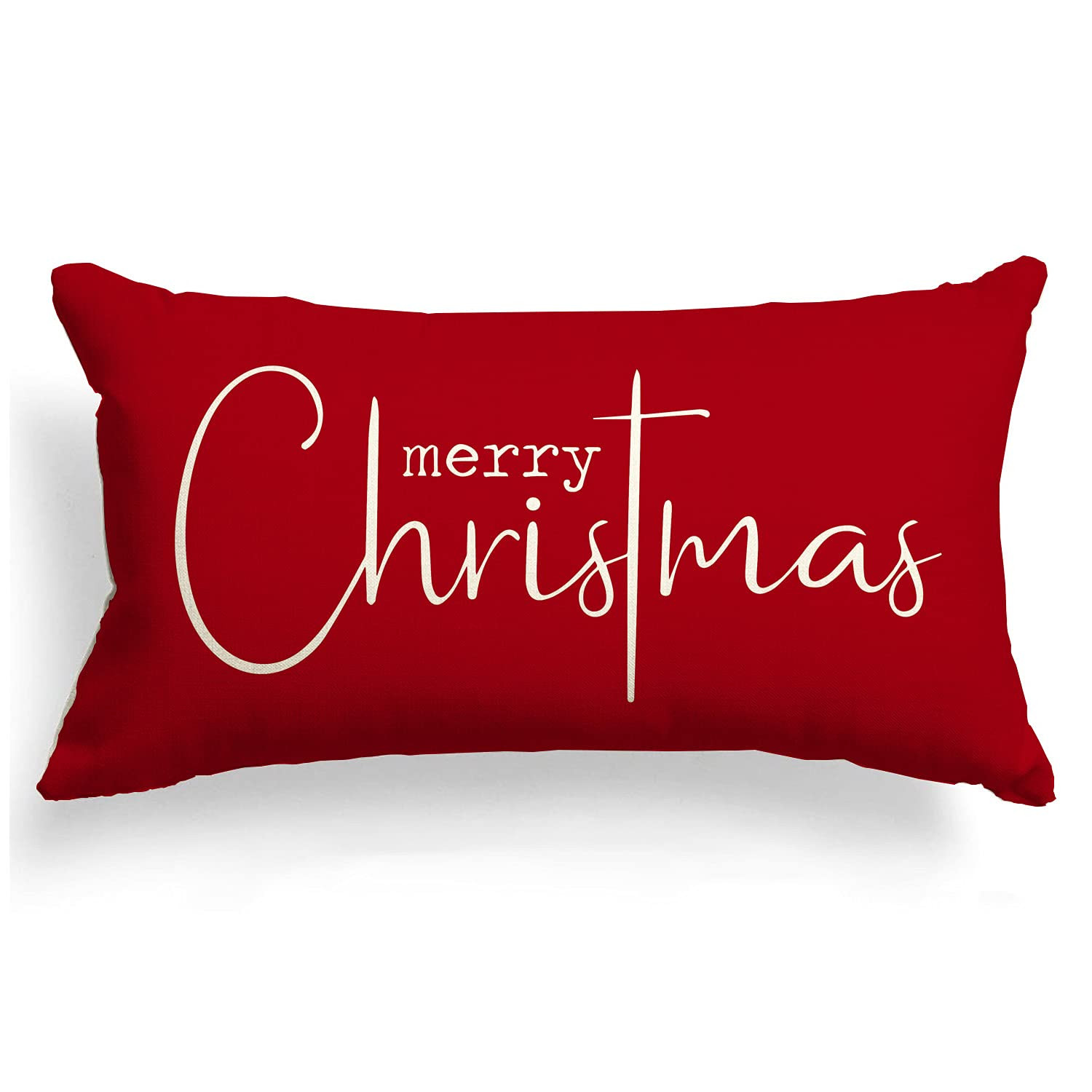 Christmas Pillow Covers Merry Christmas Throw Pillow Decorative Christmas Red Cotton Cloth Linen ... | Amazon (US)