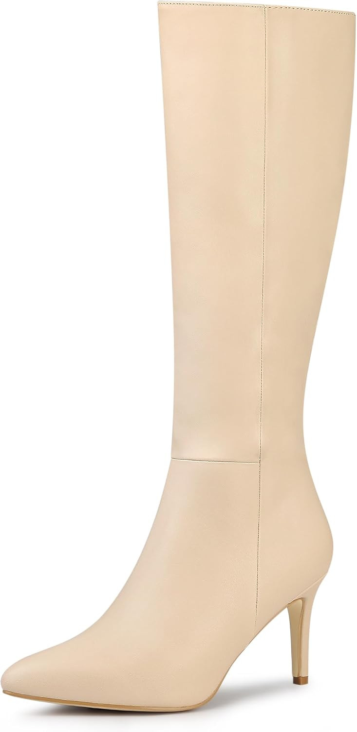 Allegra K Women's High Heels Pointed Toe Stiletto Heel Knee High Boots | Amazon (US)