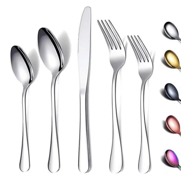 ReaNea 20 Pieces Silverware Set Stainless Steel Flatware Set, Spoons and Forks Cutlery Set Servic... | Walmart (US)