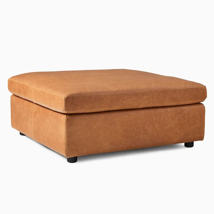 Marin Leather Ottoman | West Elm (US)
