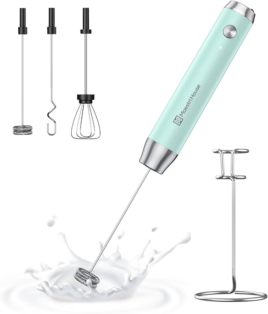 Maestri House Rechargeable Milk Frother with 3 Heads, Handheld Electric Foam Maker Waterproof Det... | Amazon (US)
