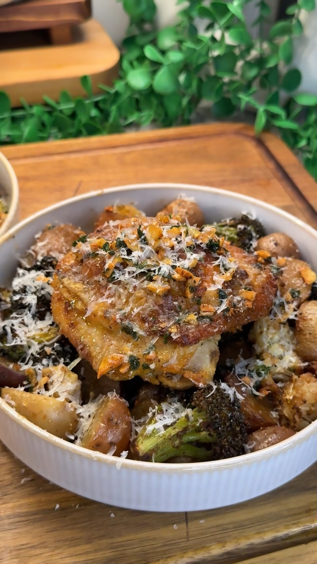 this buttery garlic chicken & veggie sheet pan meal is the absolute best for an easy weeknight dinner! crispy, flavorful chicken with roasted potatoes & broccoli- you’ll have this on repeat✨
#cookingessentials #kitchenfavorites #cookingmusthaves #kitchendecor

Ingredients:
- 16 oz broccoli & cauliflower mix
- 1.5 lbs mini potatoes
- 4 tbsp olive oil (2 for veggies, 2 for marinade)
- 4 tsp onion powder (2 for veggies, 2 for marinade)
- 4 tsp garlic powder (2 for veggies, 2 for marinade)
- 4 tsp paprika (2 for veggies, 2 for marinade)
- 3 tsp salt (1 for veggies, 1 for marinade, 1 for butter mixture)
- 3 tsp black pepper (1 for veggies, 1 for marinade, 1 for butter mixture)
- 2 lbs chicken thighs
- 1 tbsp Dijon
- 6 tbsp butter
- 6 cloves garlic, roughly chopped
- 1 tbsp chopped parsley
- 1/4 cup freshly grated parmesan

bake at 400°F for 40 minutes then drizzle over garlic butter mixture


#LTKHome #LTKSeasonal #LTKFamily