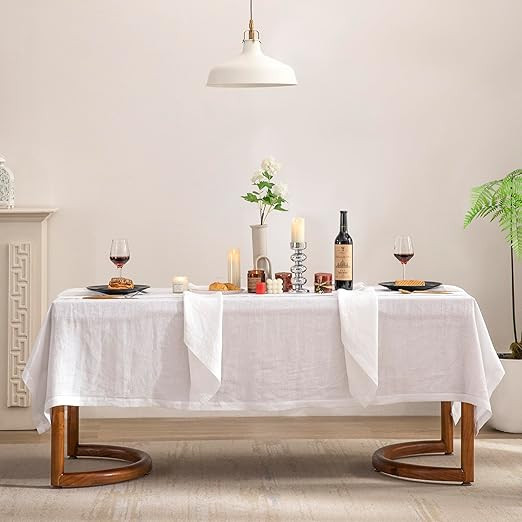 EVERLY Pure Linen Hemstitch Tablecloth,100% Stonewashed French Linen tablecloths for Kitchen Dini... | Amazon (US)