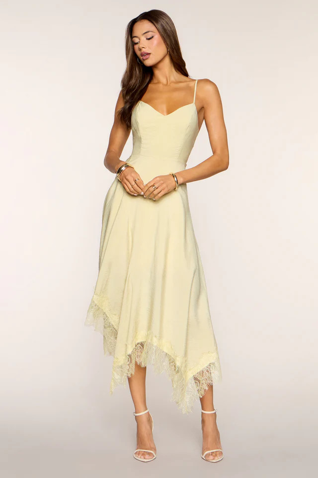 Sunlit Elegance Satin A-Line Midi Dress | Windsor Stores