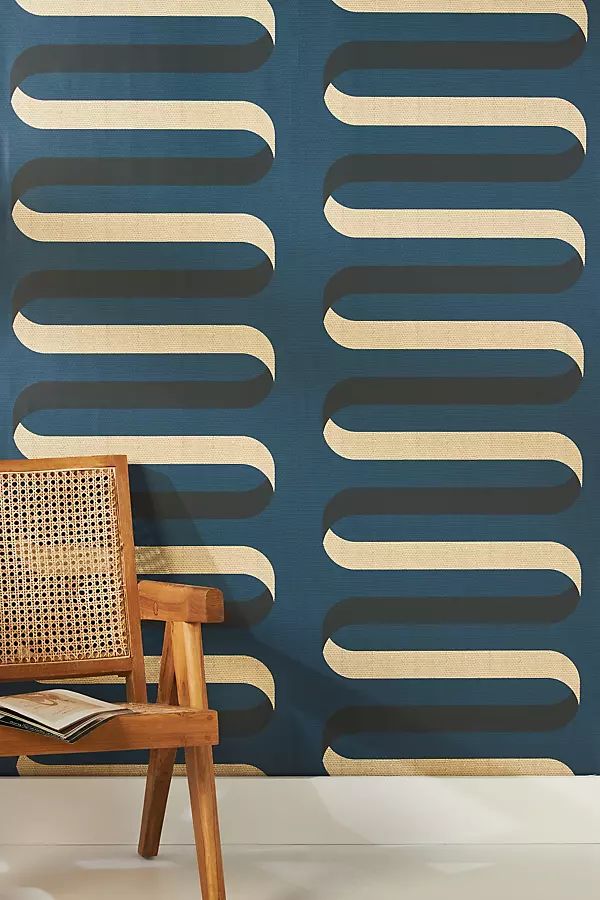 Mitchell Black Folding Ribbon Wallpaper By Mitchell Black in Blue | Anthropologie (US)