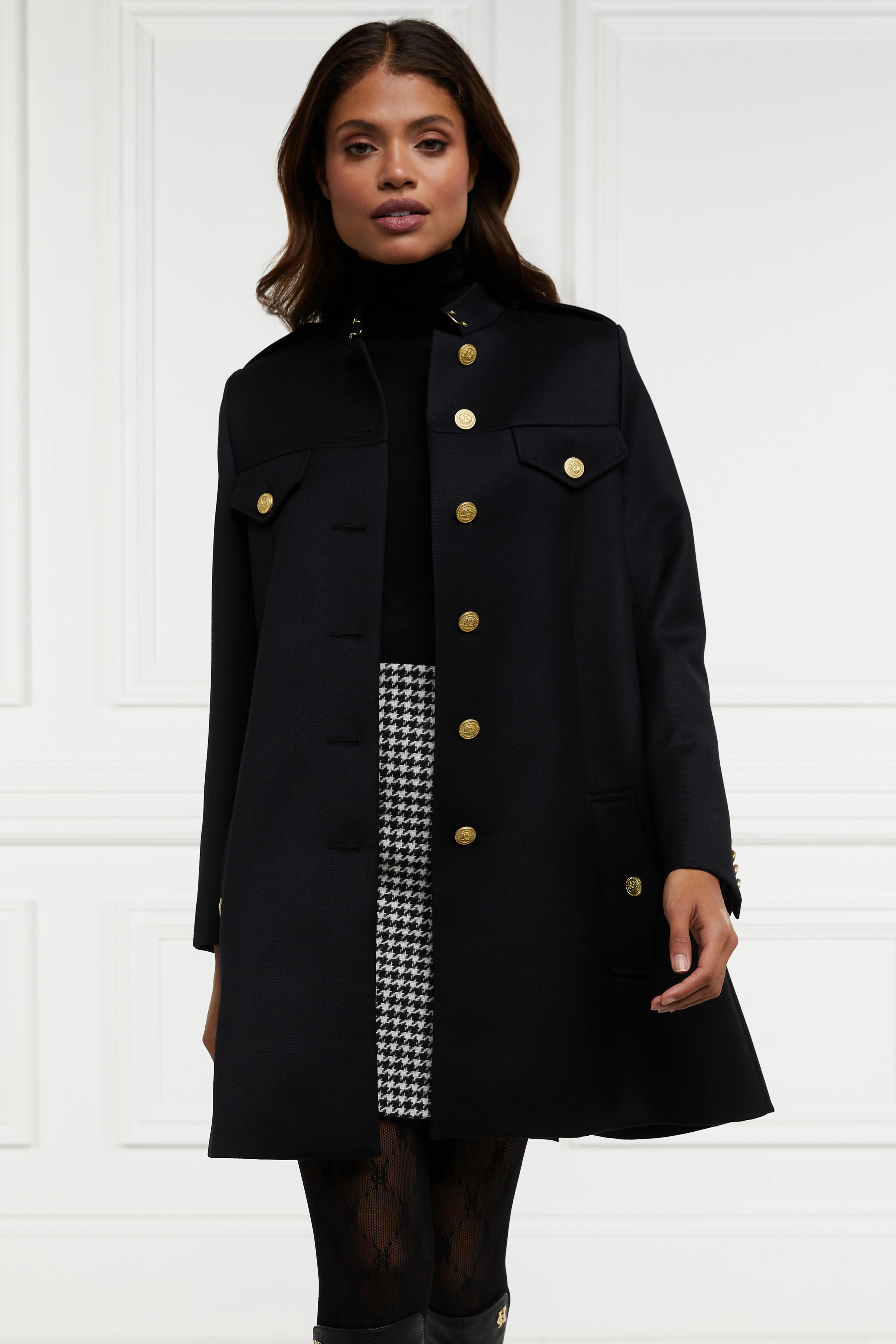 Highbury Cape Coat (Black Twill) | Holland Cooper