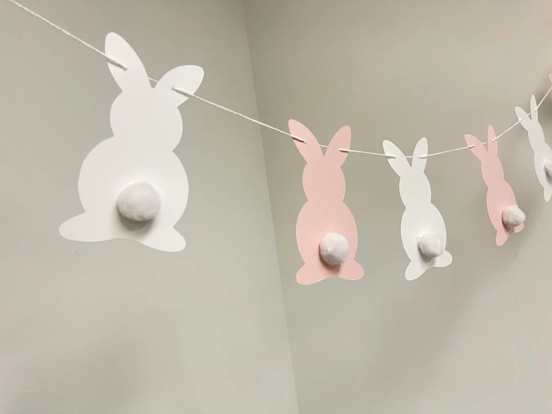 First Birthday Garland, Pink Bunny Birthday Garland, Bunny Themed Birthday, Easter Decorations, R... | Etsy (US)