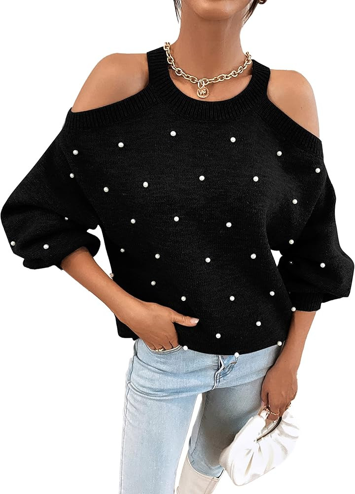 Blooming Jelly Womens Crew Neck Sweater Chunky Knit Pearl Sweater Color Block Oversized Sweaters ... | Amazon (US)