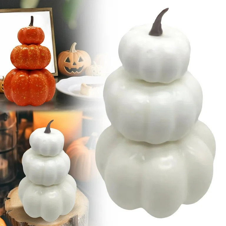 Fake Pumpkins, Plastic Pumpkins, Stacked Pumpkins for Front Porch, Fall Decor, Pumpkins Decoratio... | Walmart (US)