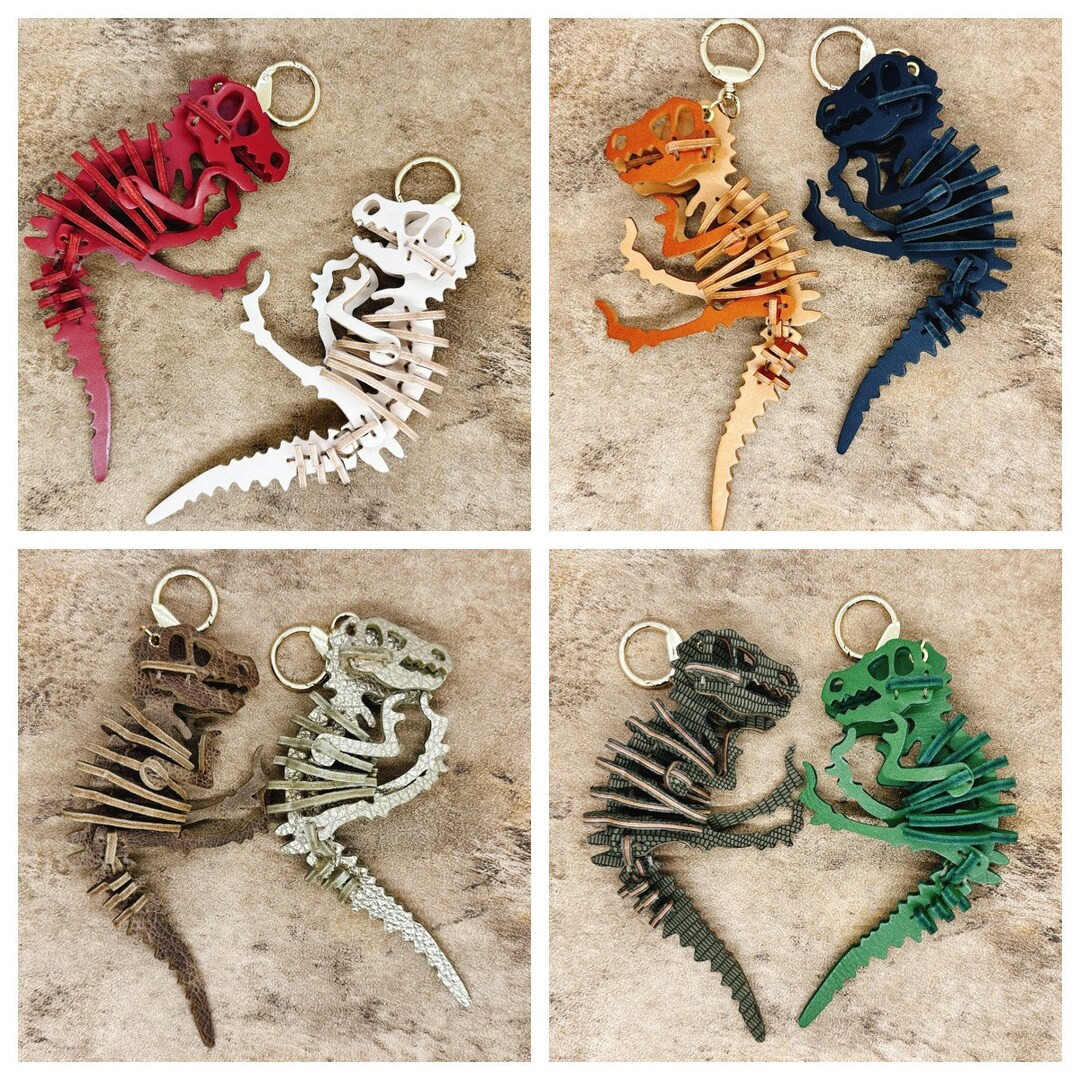 Handmade Genuine Leather T-rex Dinosaur Keychains Bag Charms Accessary Toys for Fiends Son Boy Bi... | Etsy (US)