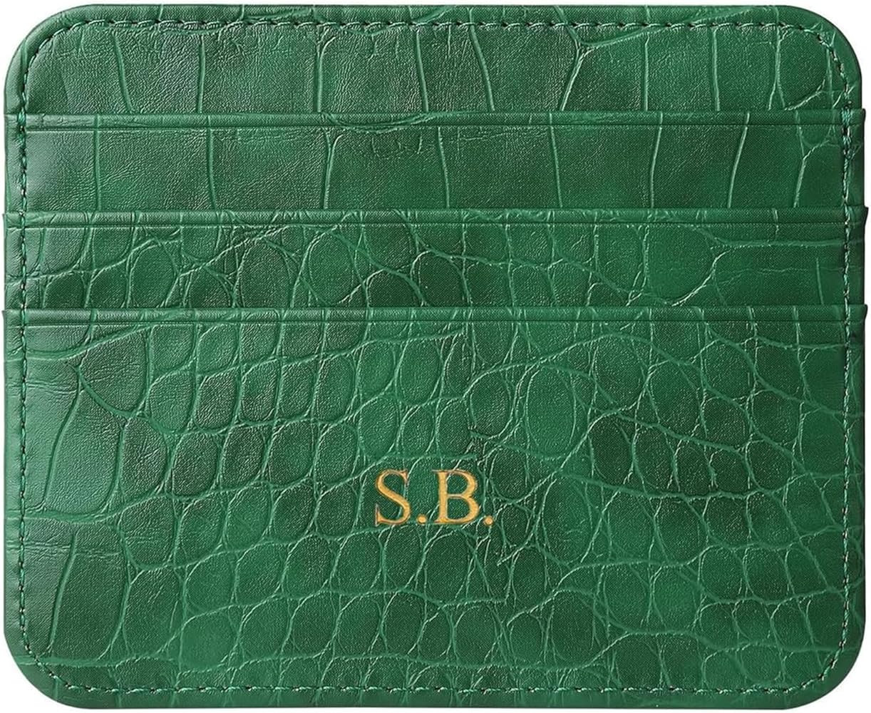 Personalisa Gold Silver Initial letters Credit Card Holder Wallet, PU Leather Ultra Slim Wallet, ... | Amazon (US)