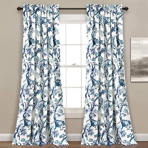Lush Decor, Blue Curtains Dolores Darkening Window Panel Set for Living, Dining Room, Bedroom (Pa... | Amazon (US)