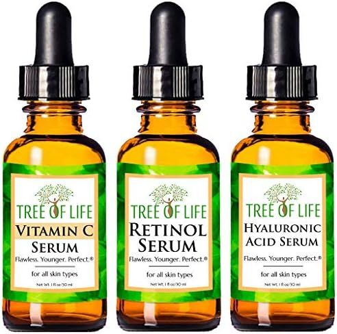 Amazon.com: Tree of Life Anti-Aging Complete Regimen 3-Pack, Vitamin C Serum, Retinol Serum and H... | Amazon (US)