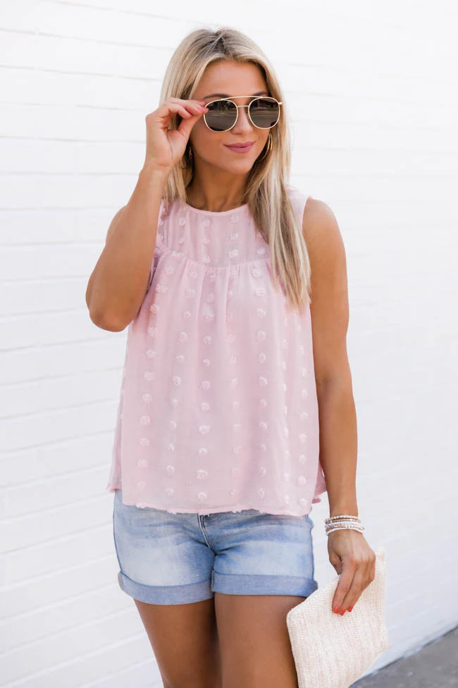 More than a Coincidence Swiss Dot Blush Tank FINAL SALE | The Pink Lily Boutique