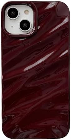 Caseative for iPhone 13 Case,Water Ripple Pattern Curly Wave Shape Soft Phone Case (Wine Red) | Amazon (US)