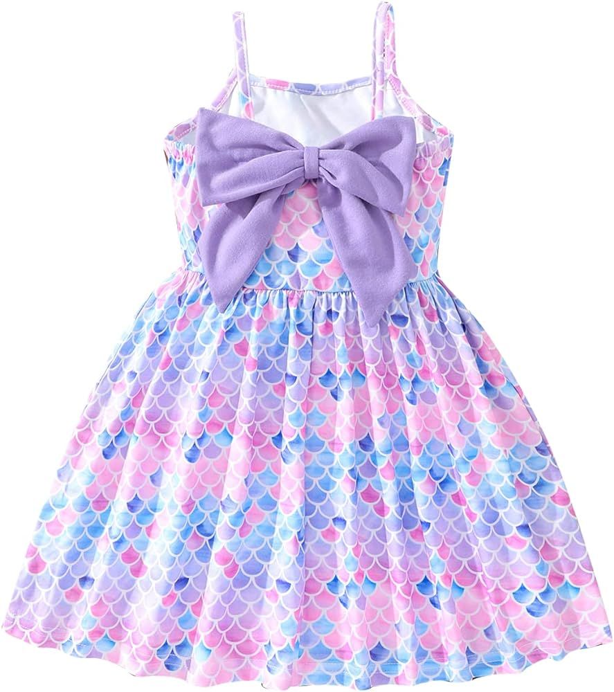 NUBEEHOHO Toddler Summer Dress Dinosaur Backless Sundress Baby Girl Bowknot Dresses Birthday Beac... | Amazon (US)