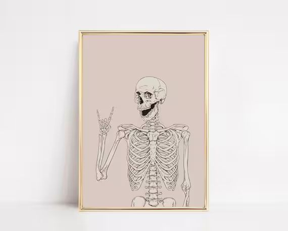 Pastel Halloween Decor  Pink Skeleton Print  Cute Halloween - Etsy | Etsy (US)