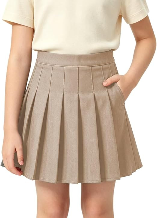 Girls Pleated Skirt with Practical Pockets and Shorts School Uniform Skort | Casual Tennis Skirts... | Amazon (US)