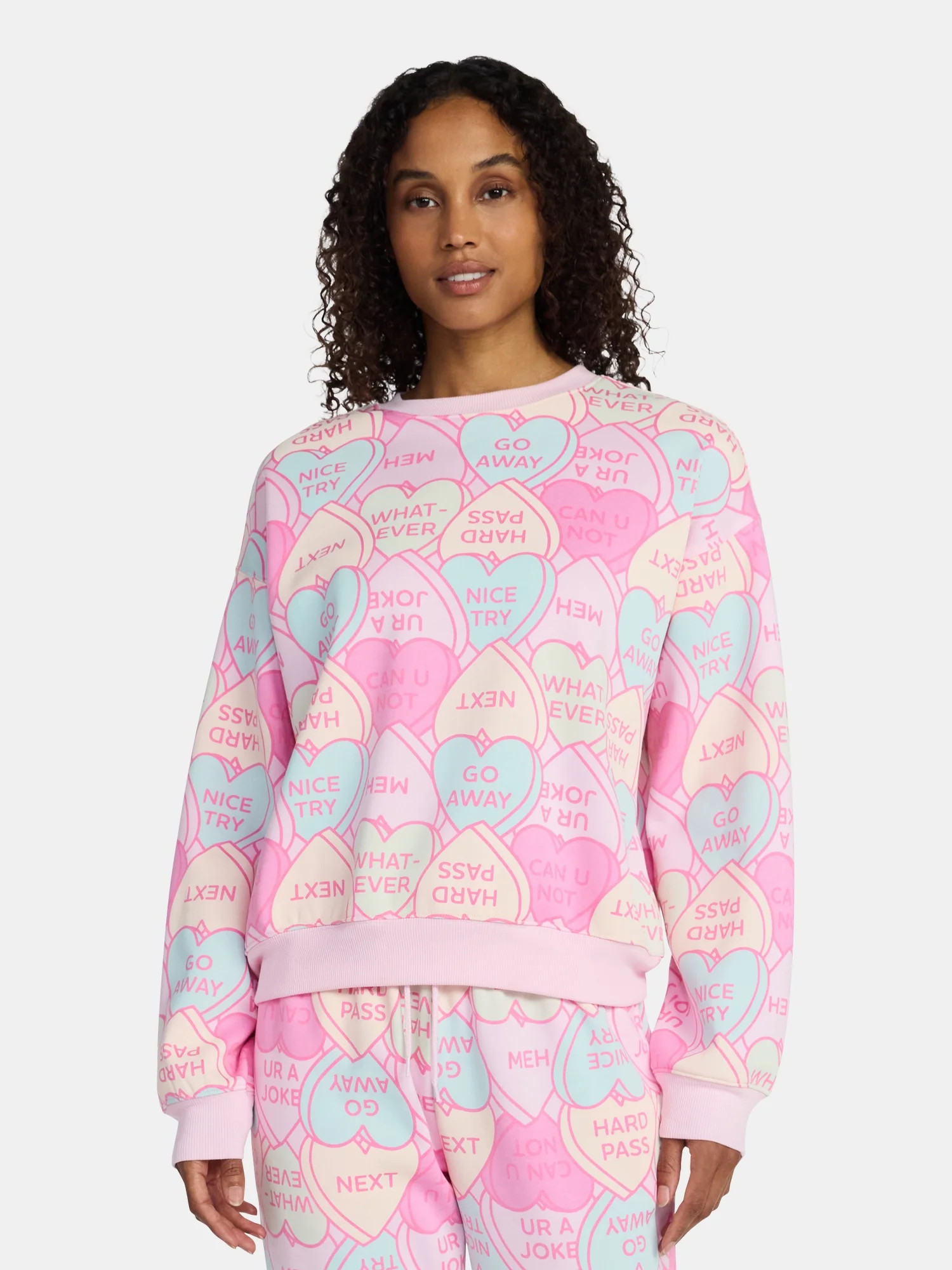 Candy Hearts Women's Graphic Sweatshirt with Long Sleeves, Sizes XXS-XXL | Walmart (US)