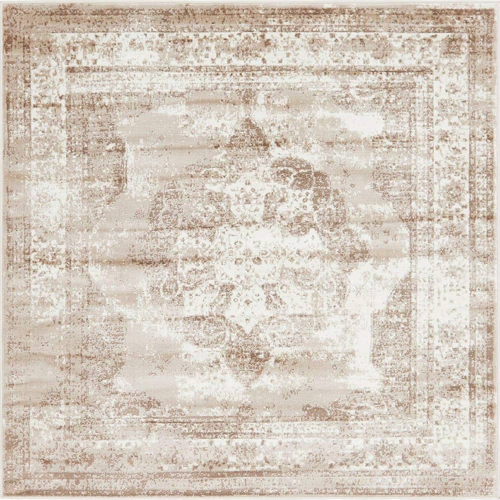Unique Loom Sofia Collection Area Rug - Salle Garnier (6' 1" Square, Beige/ Ivory) | Amazon (US)
