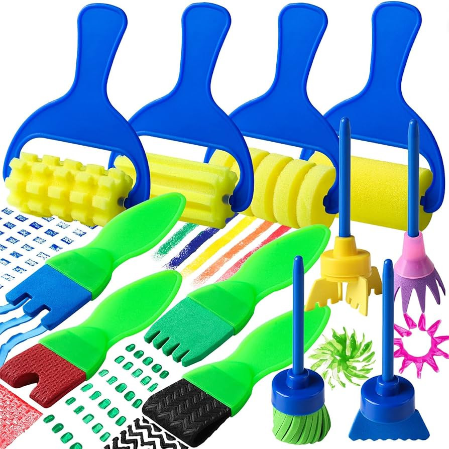 YGDZ Kids Paint Brushes, 12 Pack Washable Painting Brushes for Toddlers Kids Early Learning Toys ... | Amazon (US)